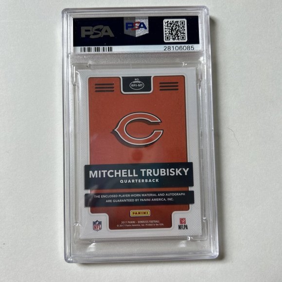 PSA 8 2017 Mitchell Trubisky Rookie Phenom Jersey AUTO-Chicago Bears 32/99-NM-MT - Picture 4 of 6